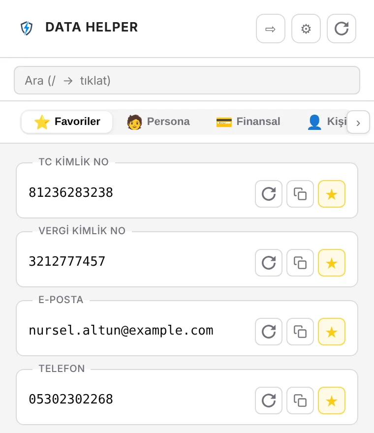 Data Helper ekran görüntüsü